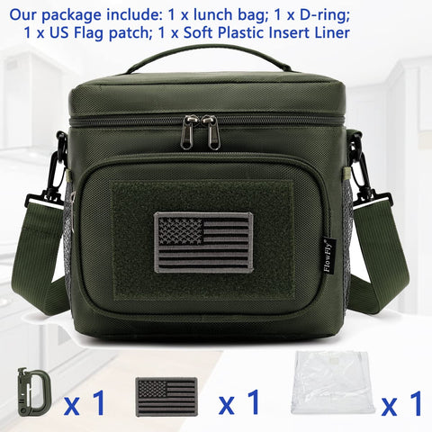 FlowFly Lunch Bag side pockets shown for utensils and napkins.