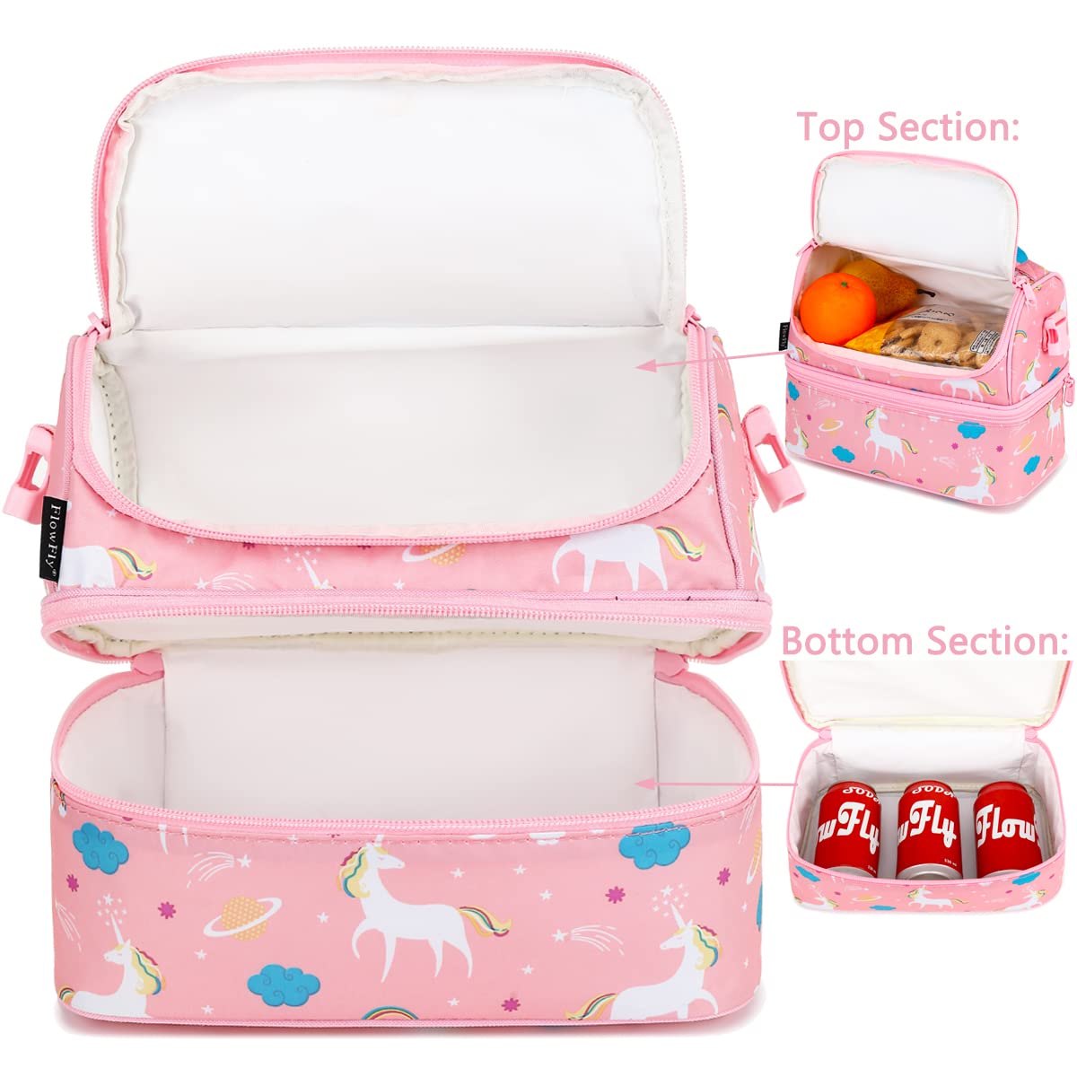 FlowFly unicorn lunch bag features durable material for daily use.