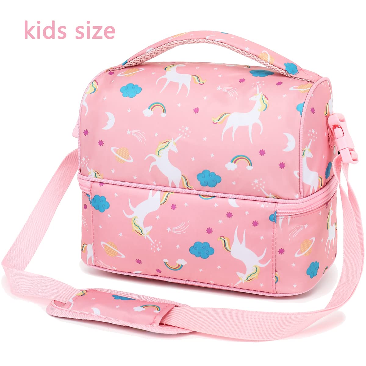 FlowFly unicorn lunch bag water-resistant surface for outdoors.