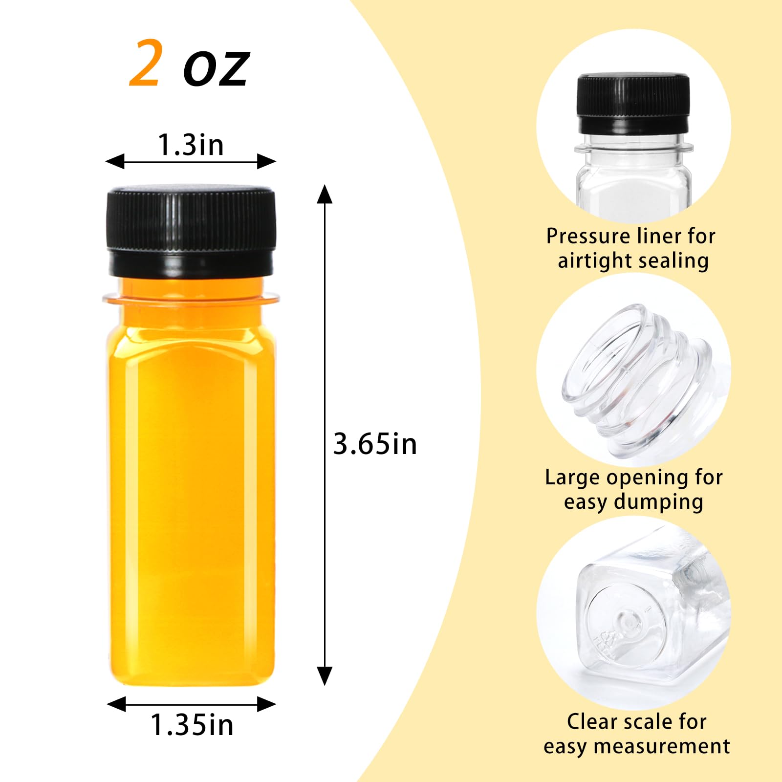 Flrolove 48-pack clear bottles with caps display contents clearly