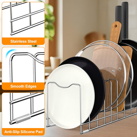 FLSEPAMB lid organizer stores bakeware and lids efficiently, saving space