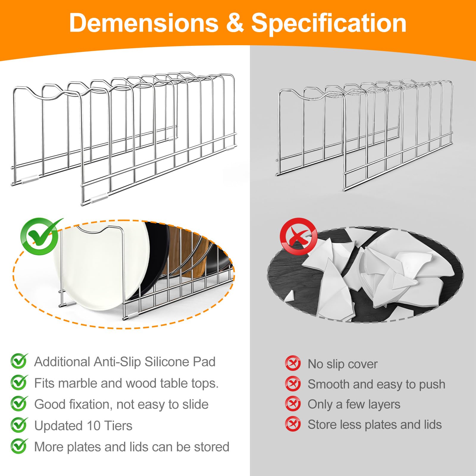 FLSEPAMB shelf-friendly lid organizer fits on cabinet or countertop