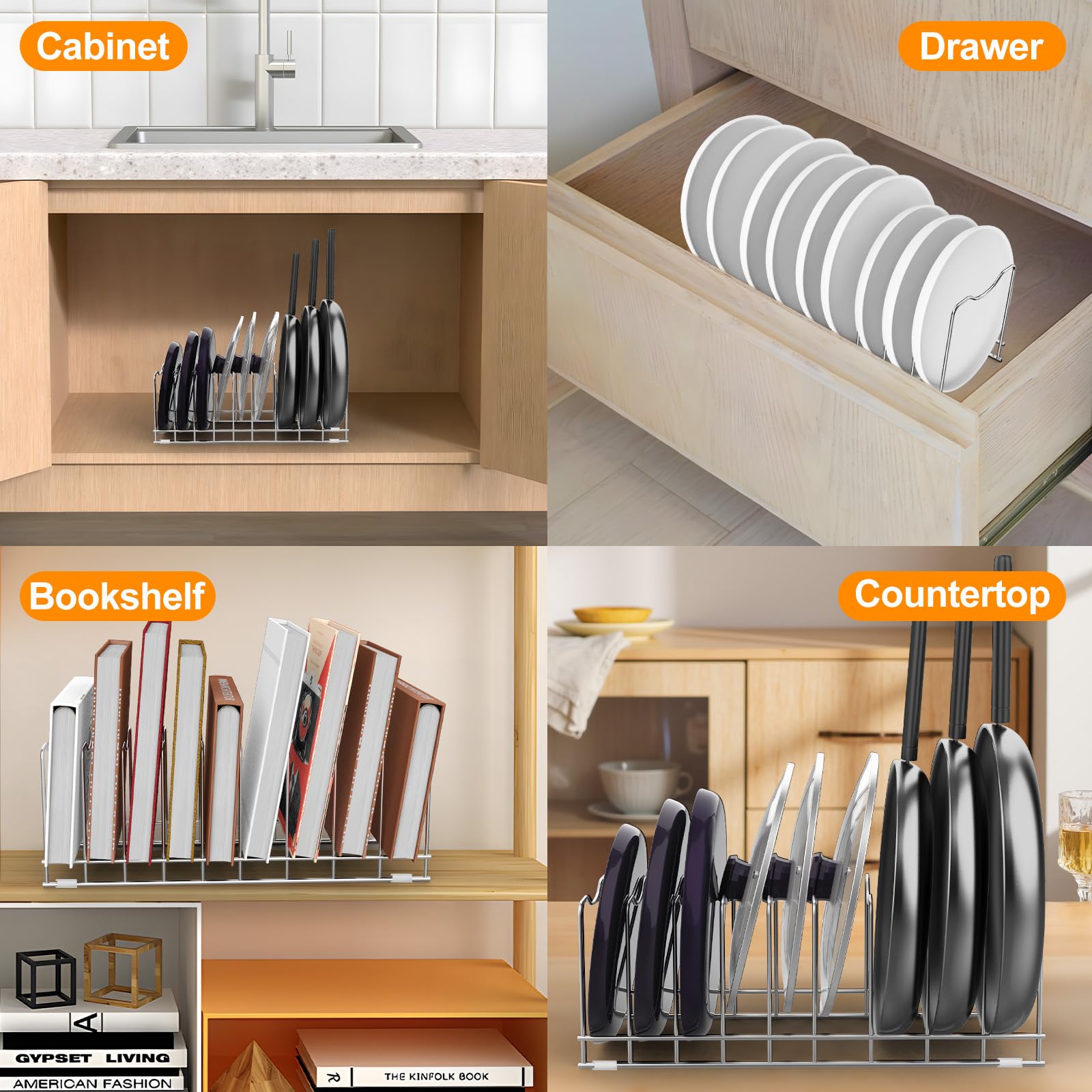 FLSEPAMB free-standing lid organizer for simple setup