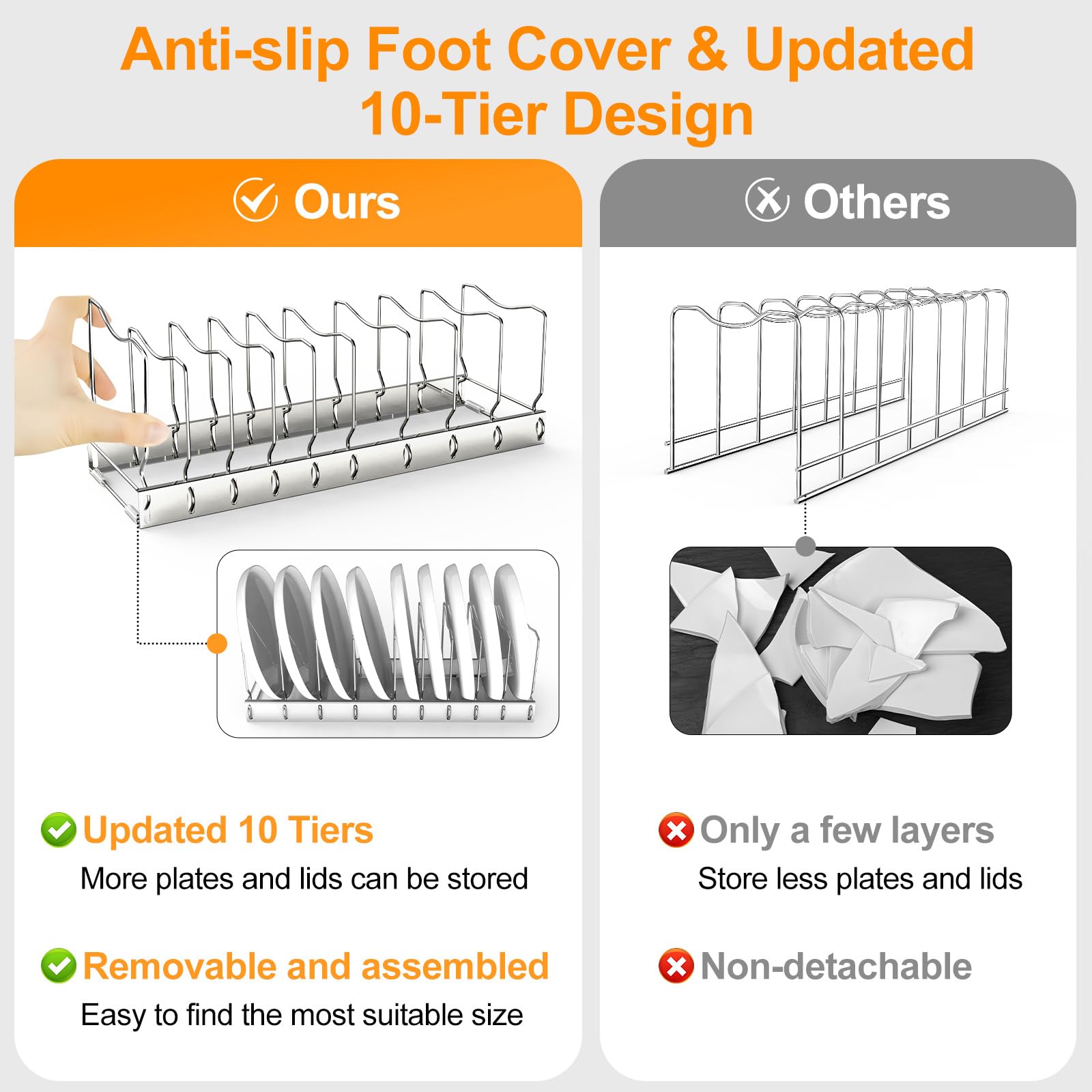 Tool-free assembly of FLSEPAMB pan organizer for quick setup