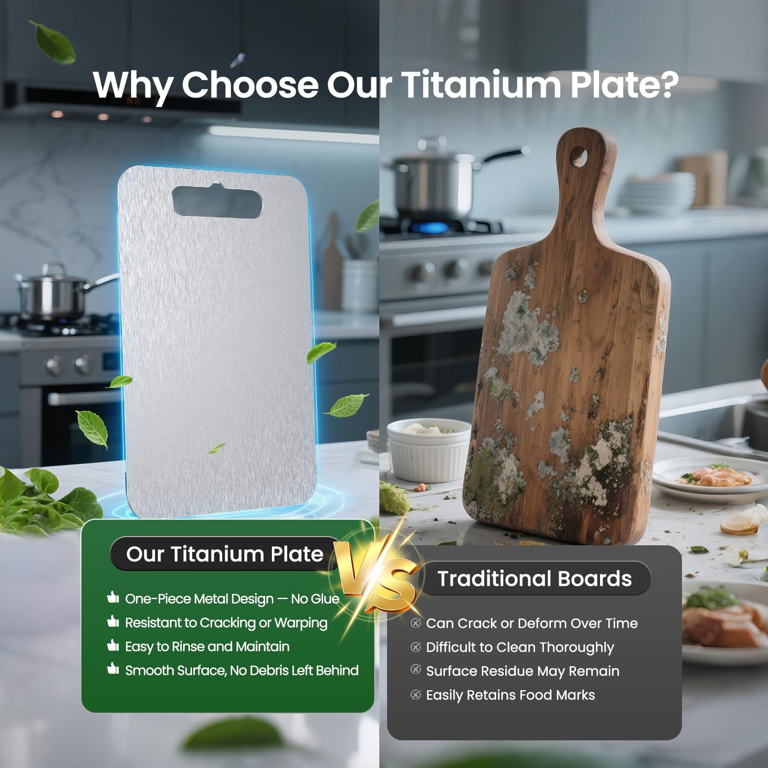Flurose titanium cutting board set double-sided for versatile chopping and serving.