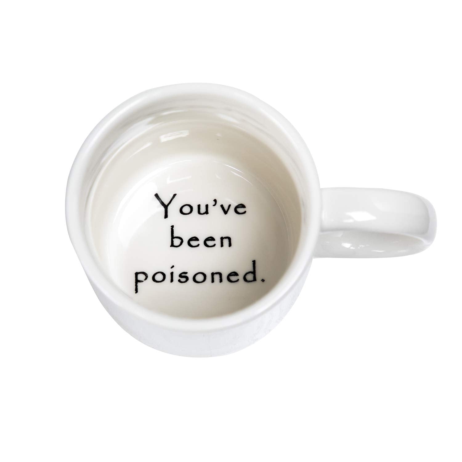 FLY SPRAY poisoned mug handle highlights easy grip for comfortable sipping at work
