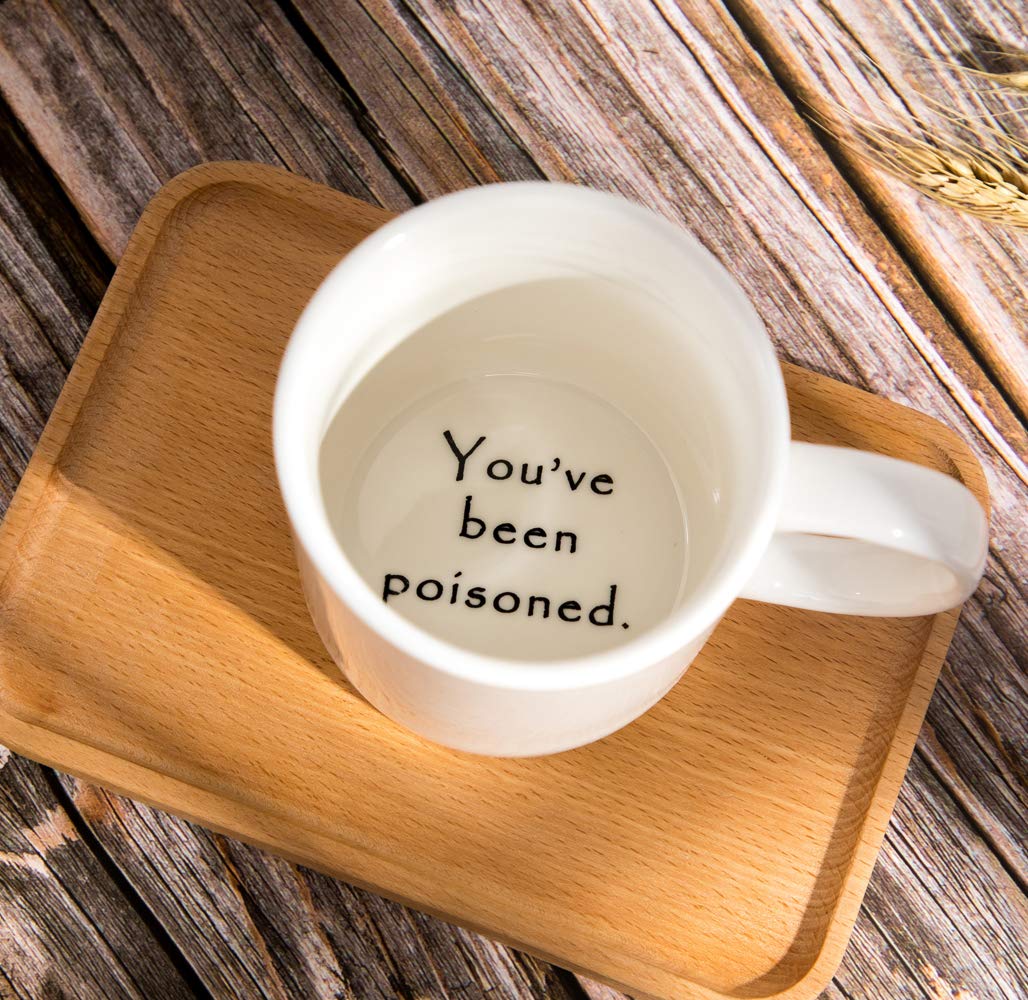 FLY SPRAY poisoned mug text view displays humorous slogan for playful banter
