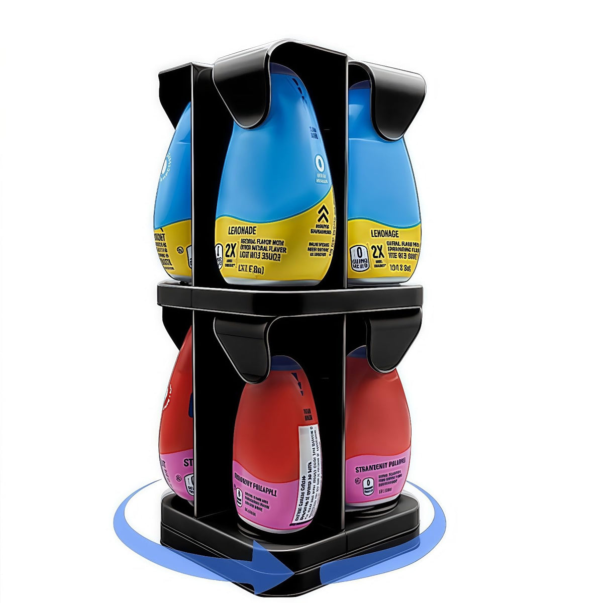 Flybok Mio/KoolAid organizer spins for quick flavor access.