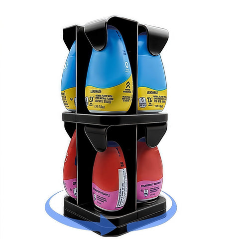 Flybok Mio/KoolAid organizer spins for quick flavor access.