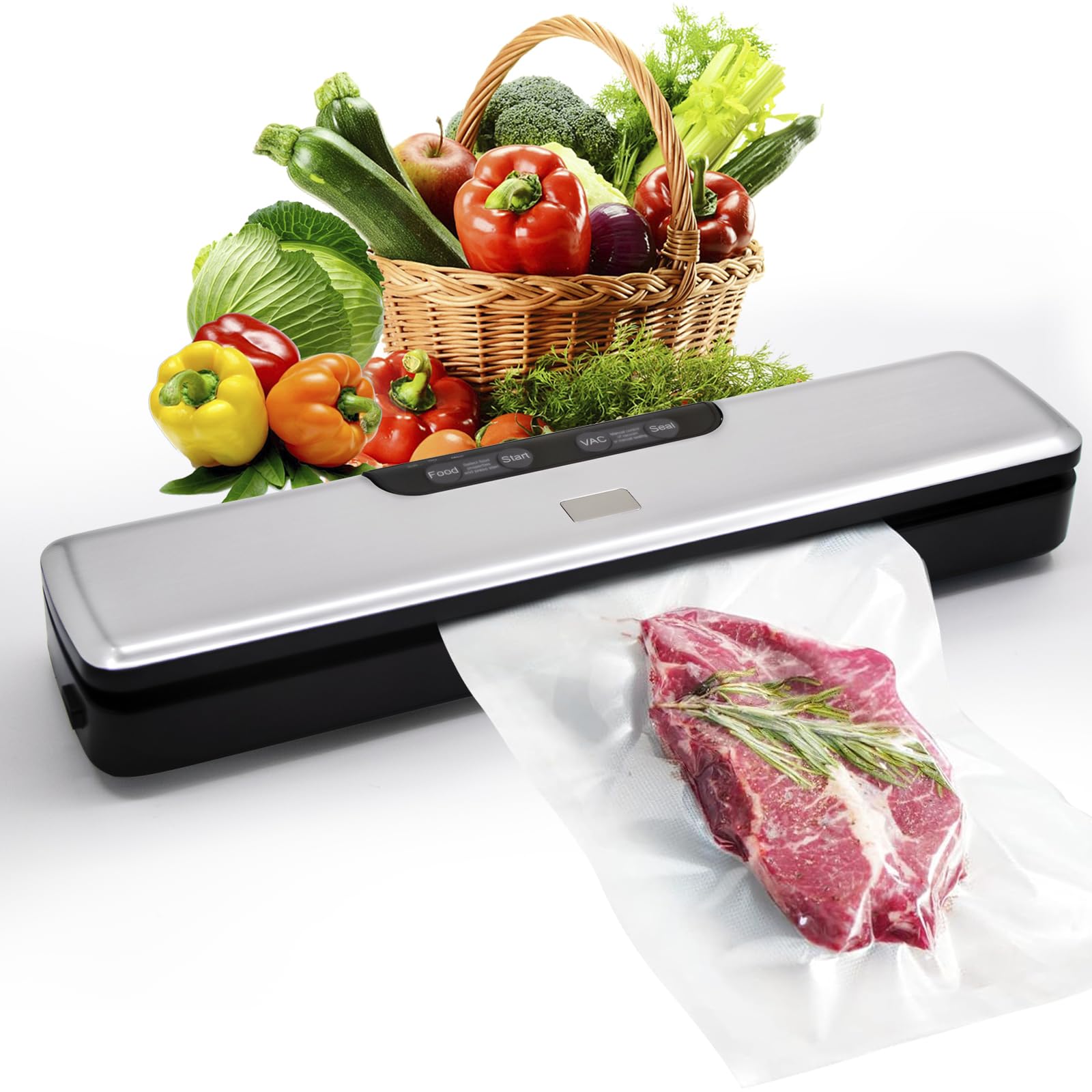 Flyfox vacuum-sealer machine front view, highlighting compact kitchen design for small spaces.