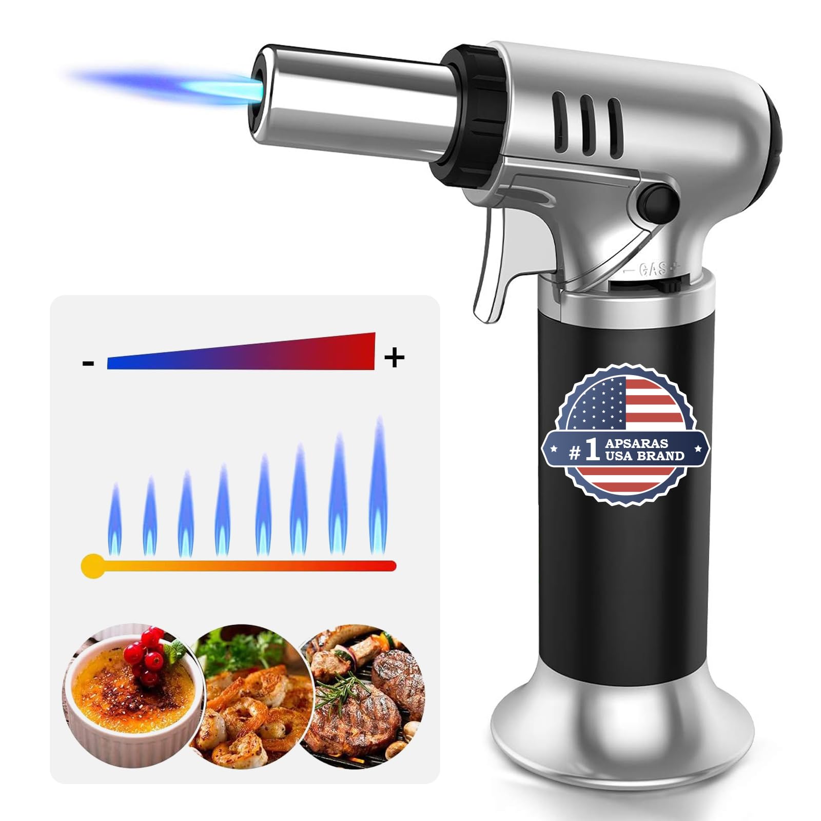 Flying APSARAS torch compact body for precise control during cooking and crafting.