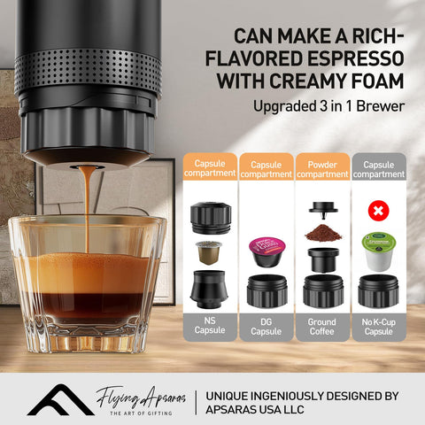FLYING APSARAS fast self-heating delivers quick hot espresso