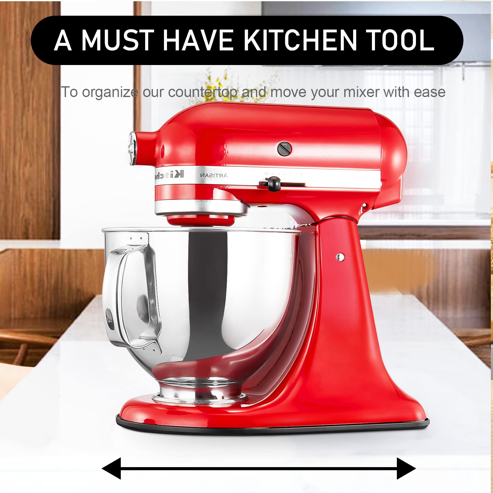 Flyisland metal mixer slider large 5-8 Qt fits bigger KitchenAid models.