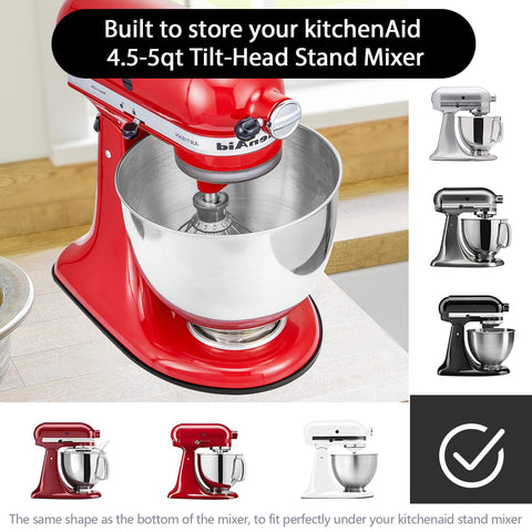 Flyisland slider mat sits underneath mixer to glide smoothly.