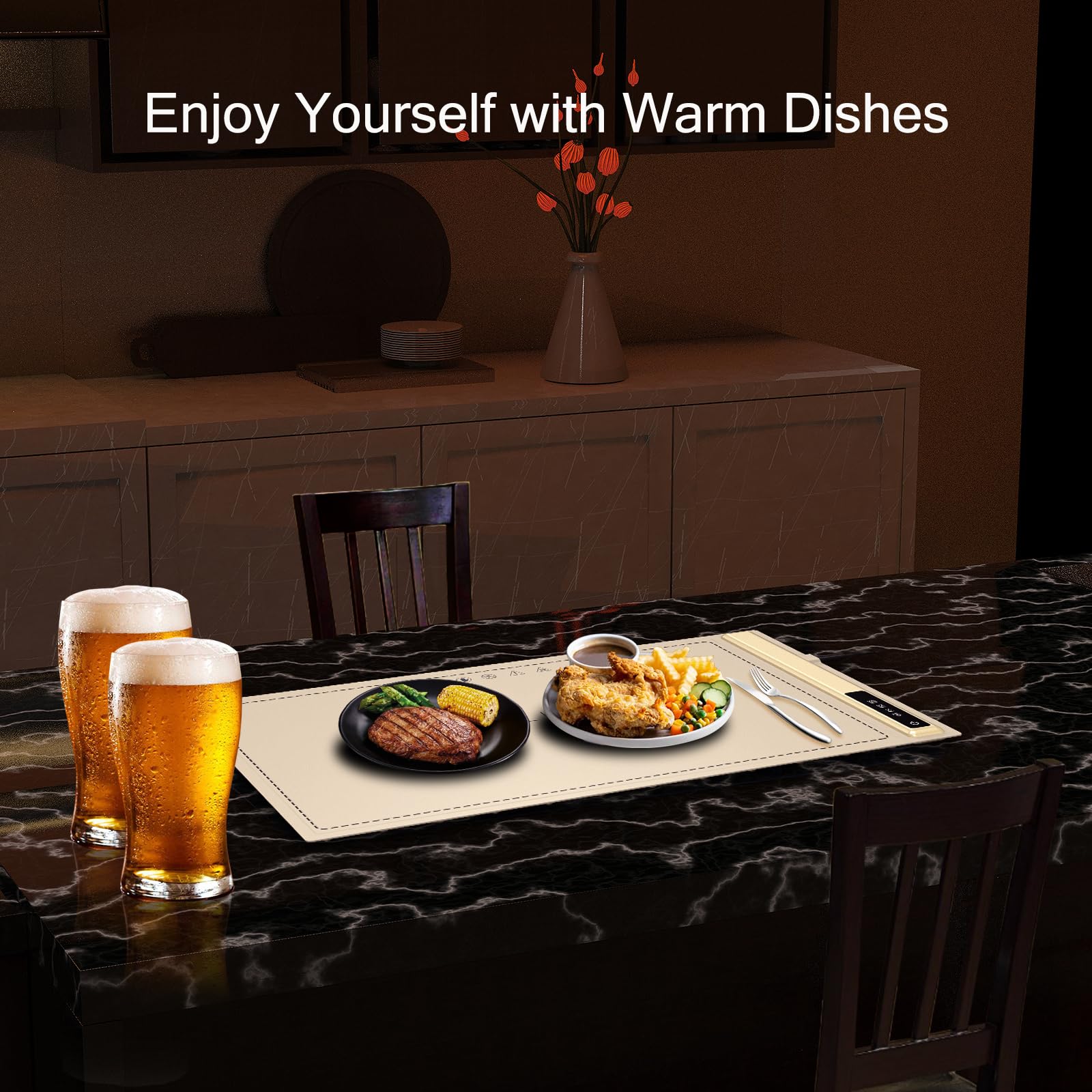 Flylipu 2-pack portable warming trays enable convenient table service.
