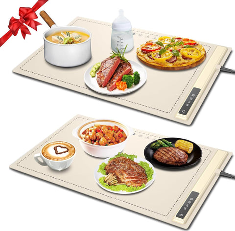 Flylipu electric warming tray roll-up beige design for easy storage and travel.