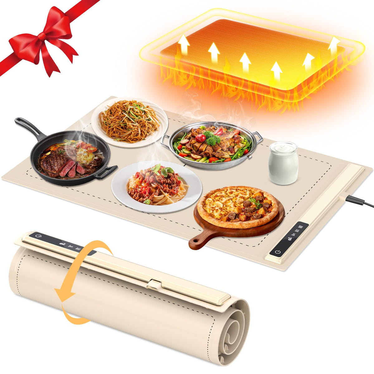 Flylipu Upgrade Warming Mat for rolled storage, ideal for on-the-go meals.