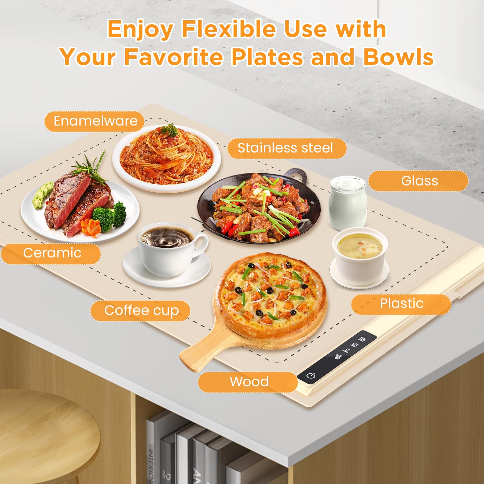 Flylipu Upgrade Warming Mat splash-proof silicone resists spills.