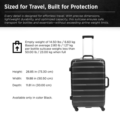 FlyWithWine exterior dimensions fit airline check-in and weight constraints.
