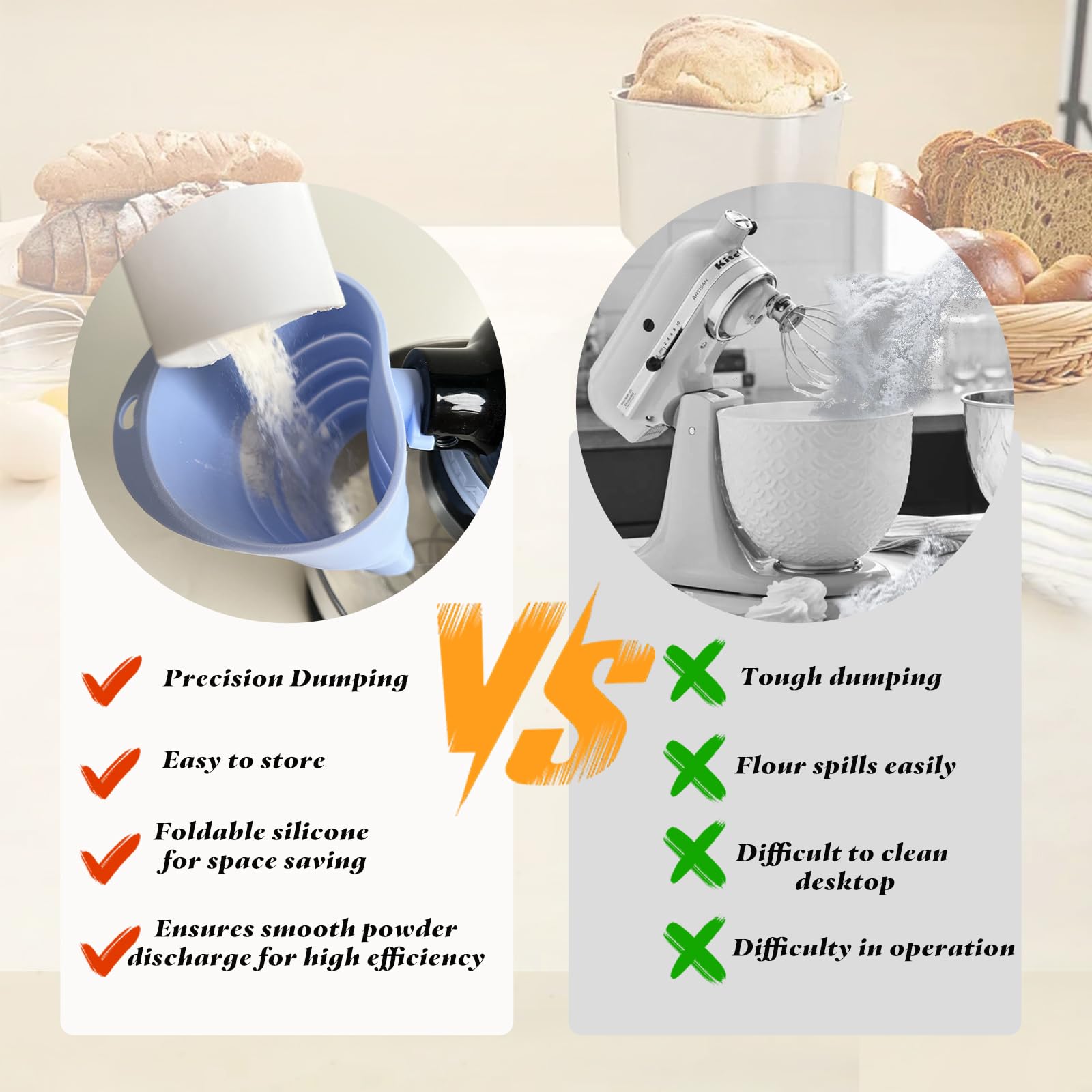 FMOYSIEN durable silicone funnel provides safe, easy cleaning after mixing.