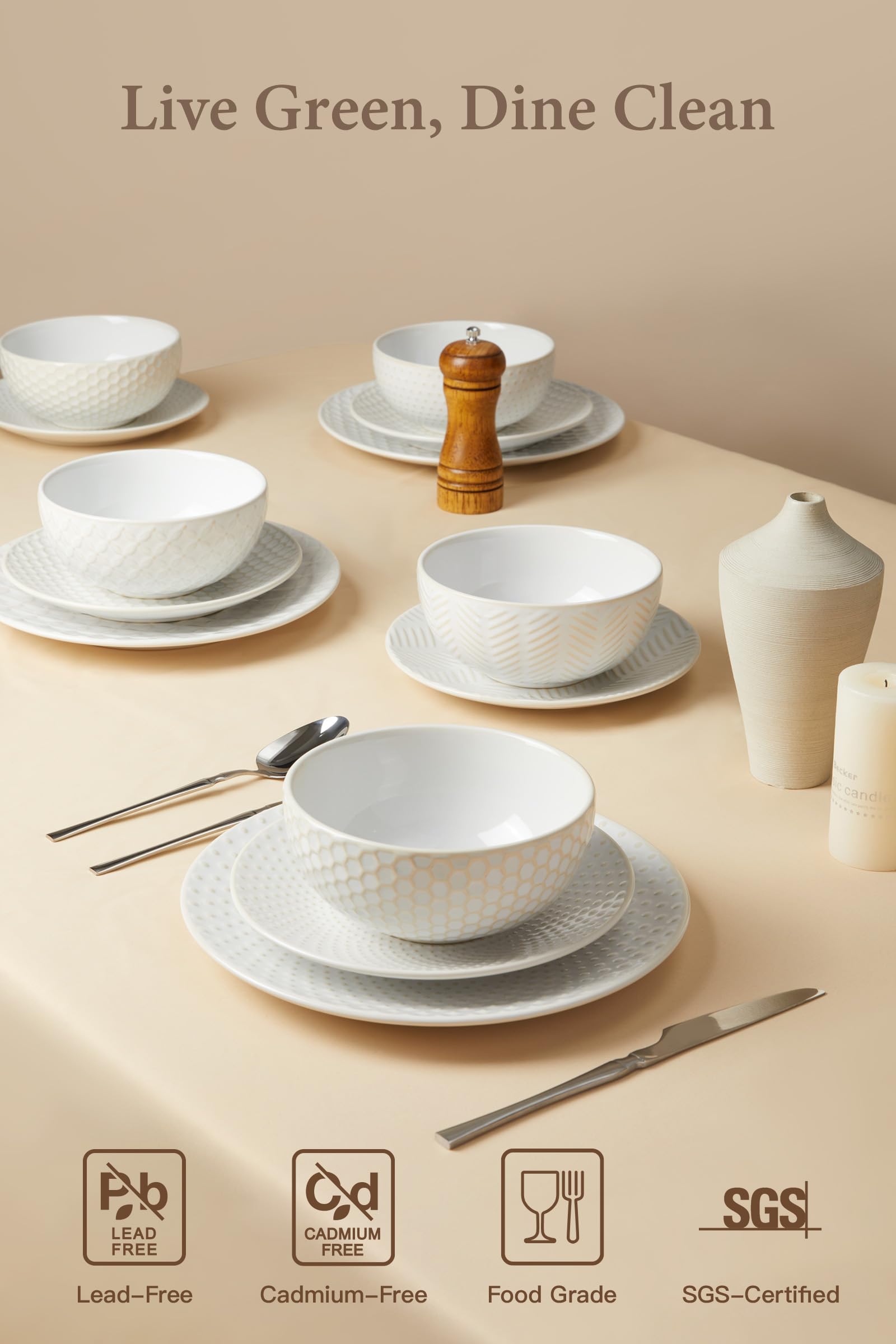 FOBENTA 24pc dinnerware set bowls—26 oz bowls for soups, sides, and dessert servings.