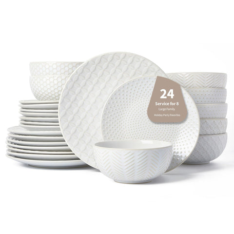 FOBENTA 24pc dinnerware set dinner plates—ideal for large family dinners and refined presentation.