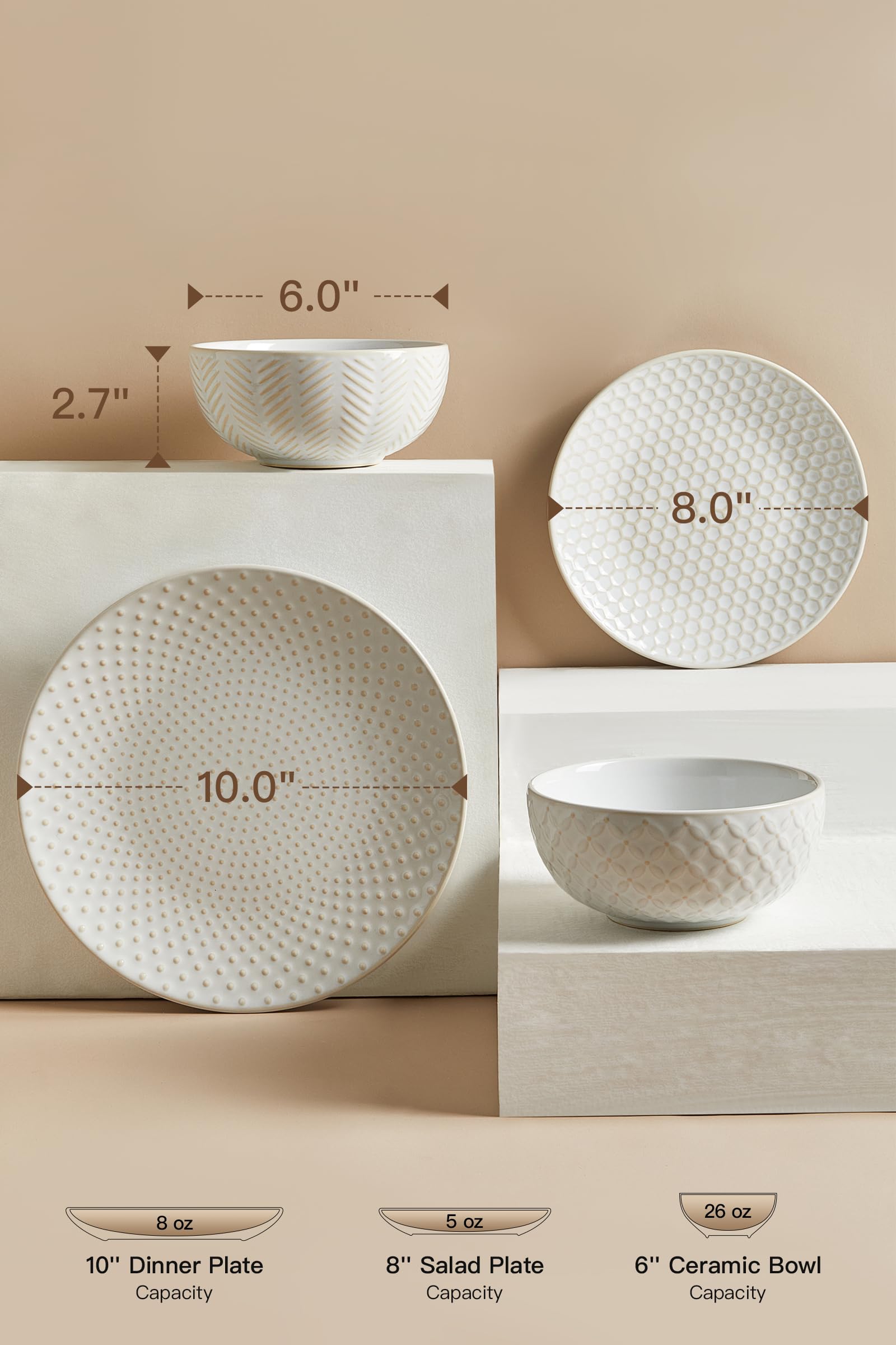 FOBENTA 24pc dinnerware set salad plates—bright, balanced portions for casual and formal meals.