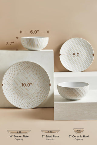 FOBENTA 24pc dinnerware set salad plates—bright, balanced portions for casual and formal meals.