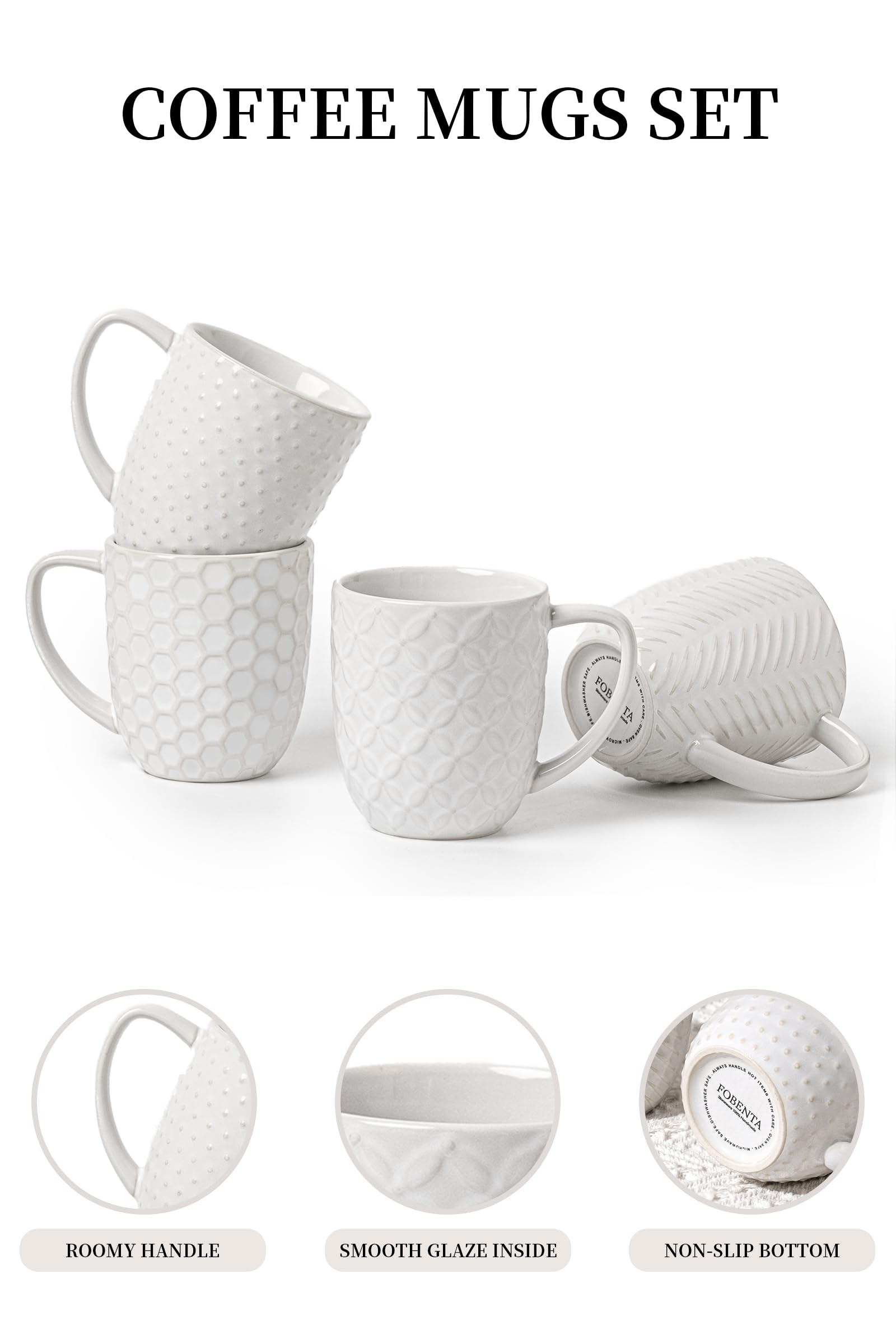 FOBENTA floral embossment mug brightens rituals with delicate patterns