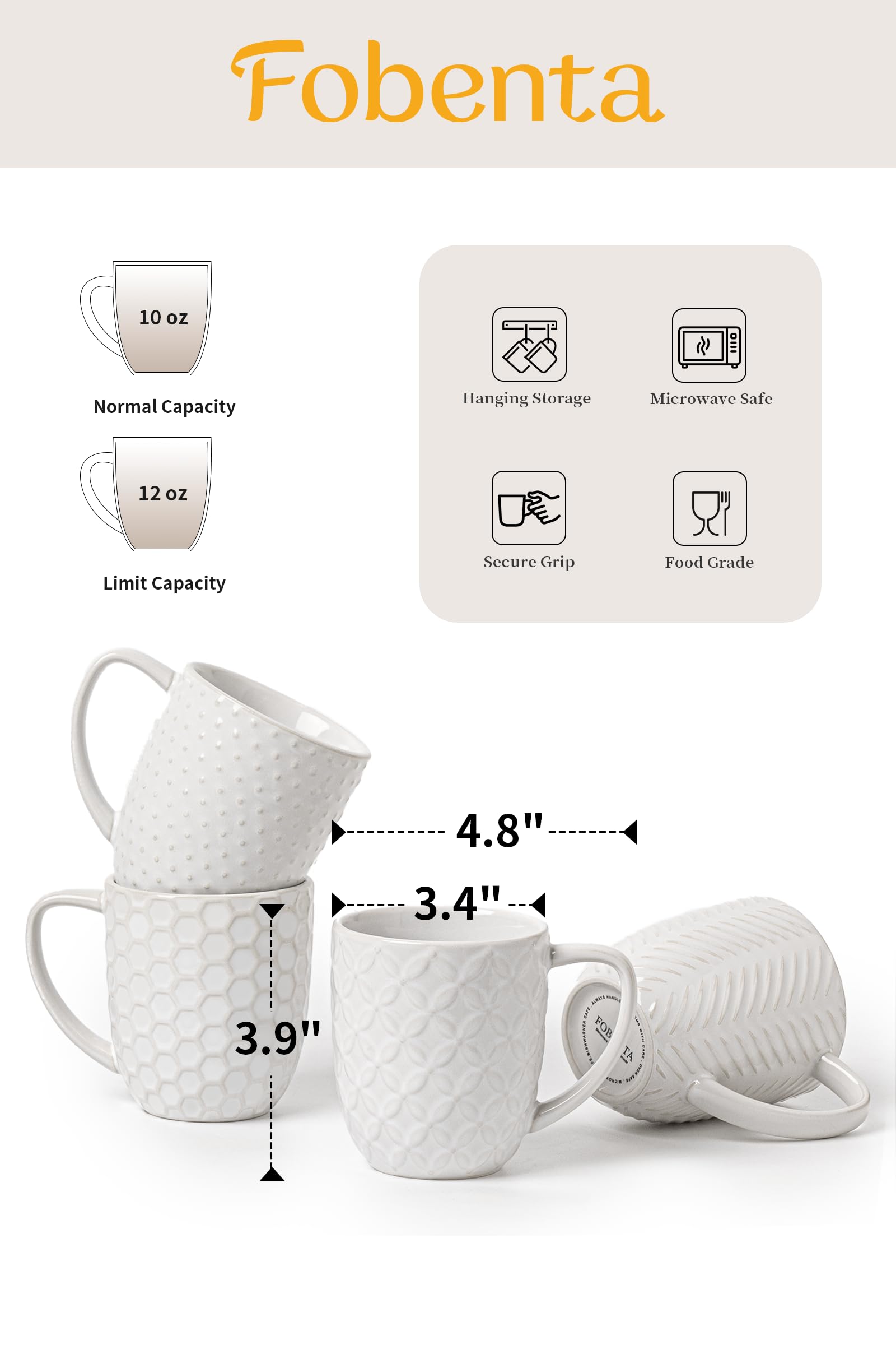 FOBENTA striped embossment mug adds modern style to tea-time rituals