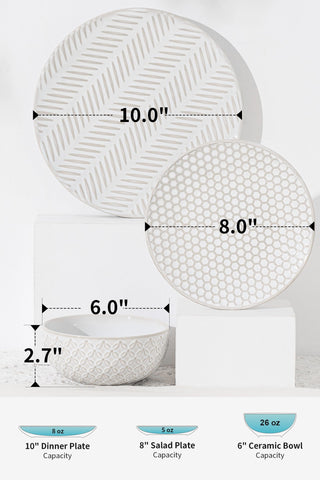 FOBENTA embossed dinner plate close-up showing texture and finish