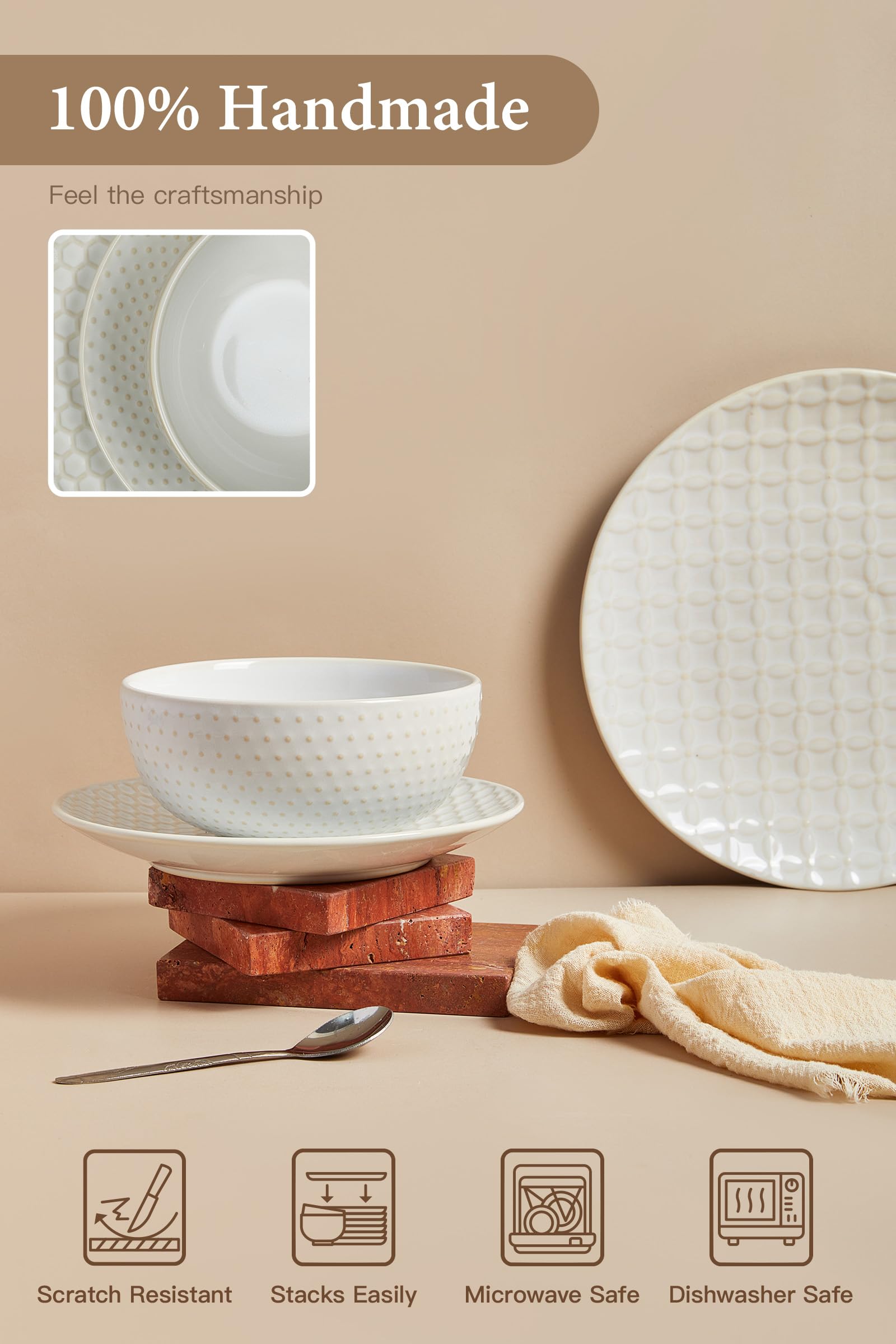 FOBENTA embossed finish—adds artisanal texture for a refined table setting.