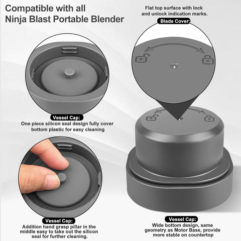 foboko vessel cap on Ninja Blast shows silicone seal for leakproof, on-the-go drinks