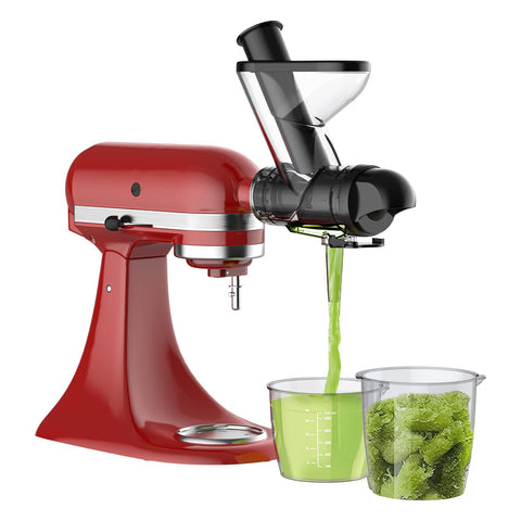 FOCOllK juicer attachment front view highlights compact design for space-saving juicing.