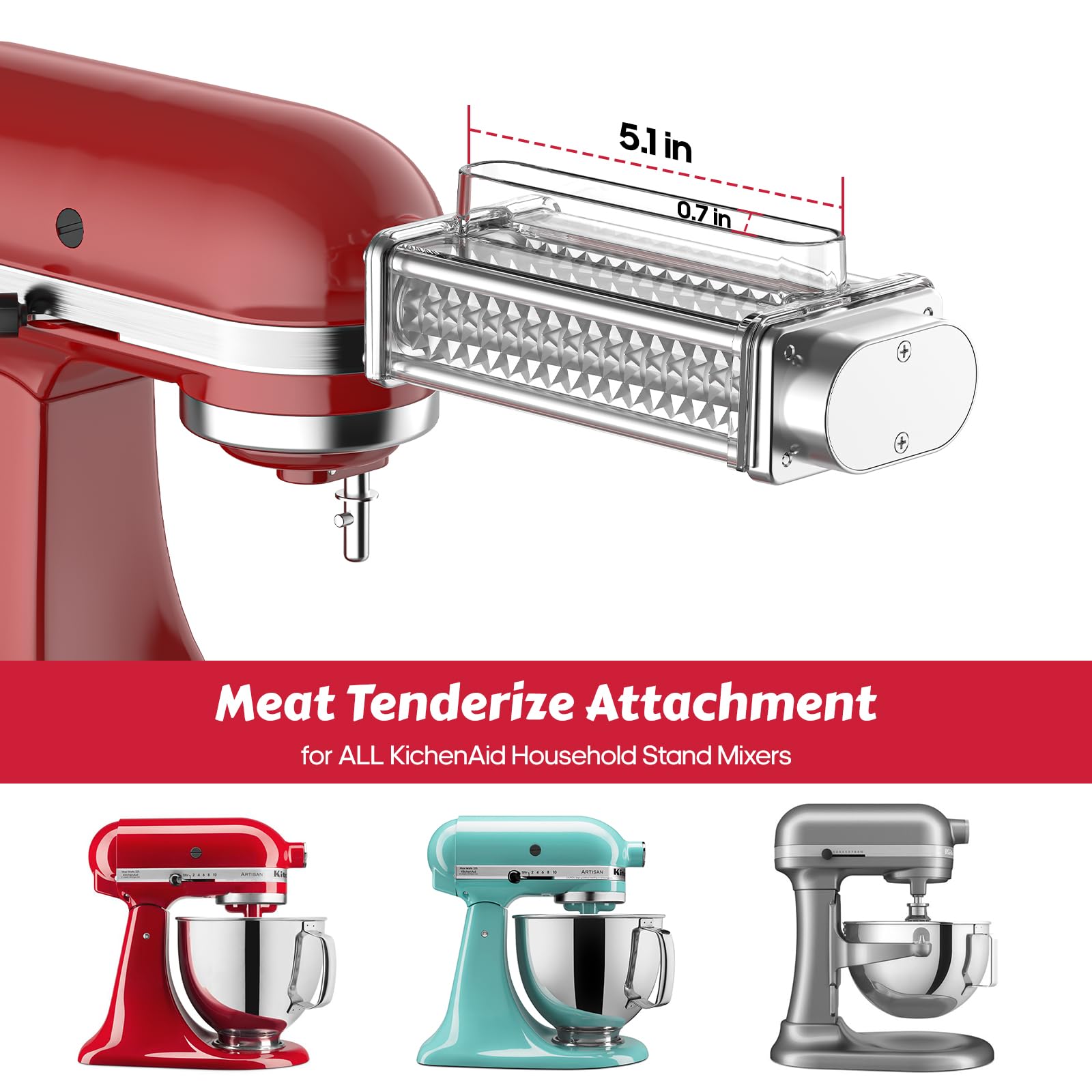 FOCollK meat tenderizer with stainless-gears ensures durable performance.
