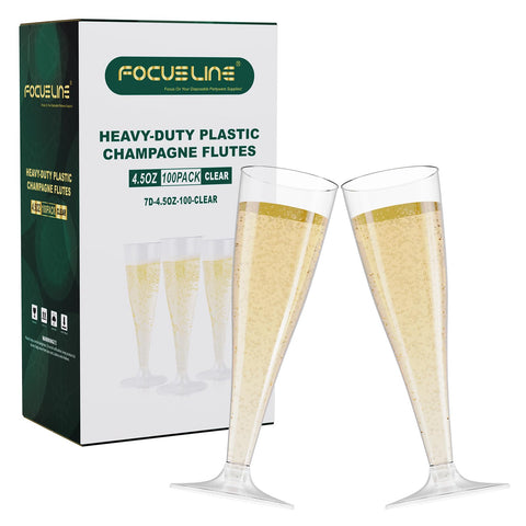 FOCUSLINE 100-pack clear champagne glasses for elegant wedding toasts