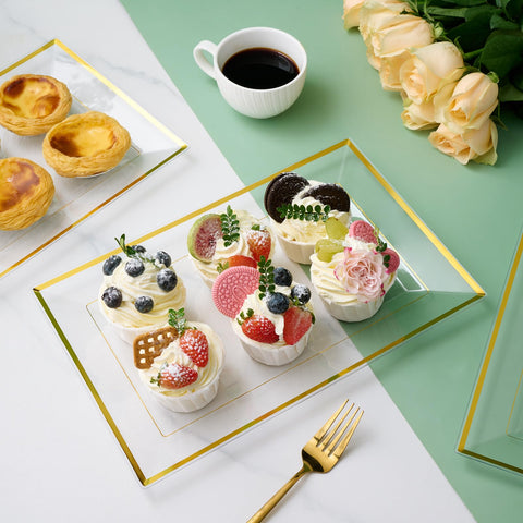 FocusLine clear plastic trays highlighting fruit display and stylish serving