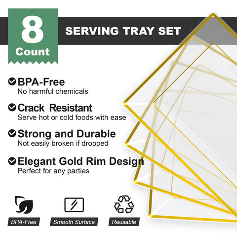 FocusLine trays show glossy finish and gold borders for sophisticated entertaining