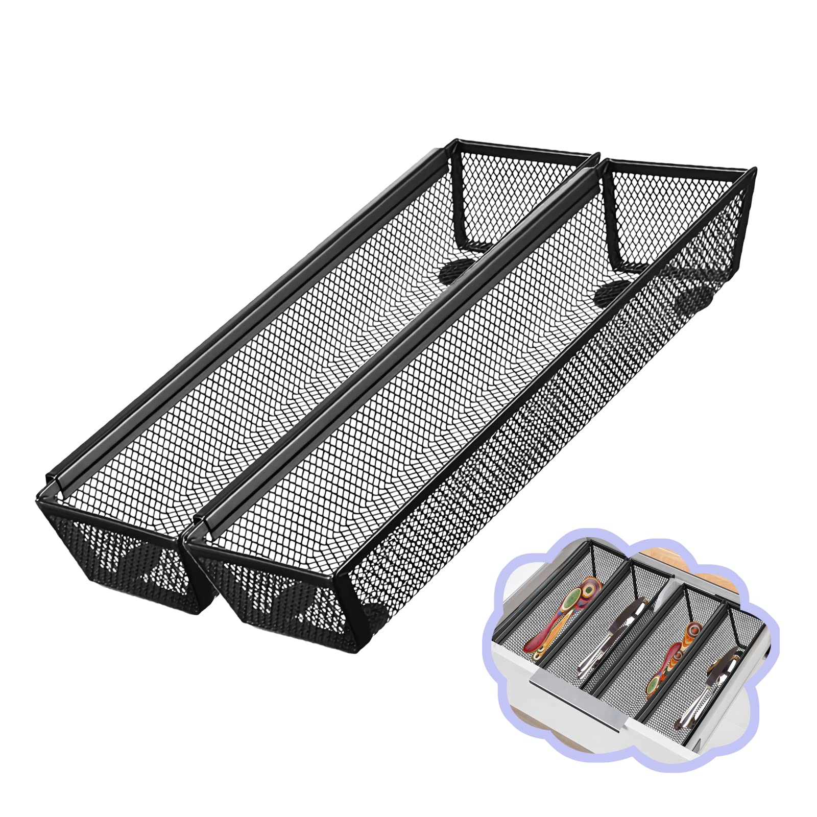 Fodofodo 2-piece mesh drawer organizer keeps utensils neatly in the kitchen