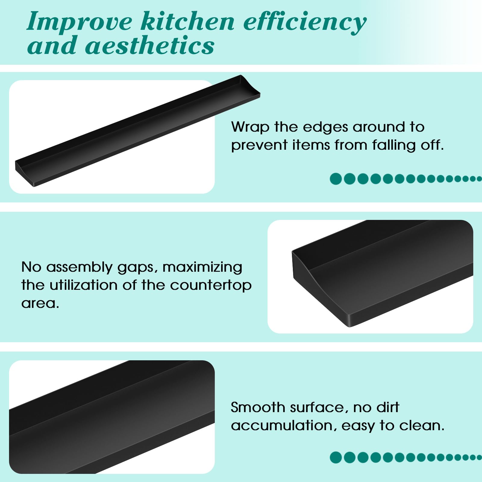Foeacry 30-inch shelf stores oils neatly within reach.