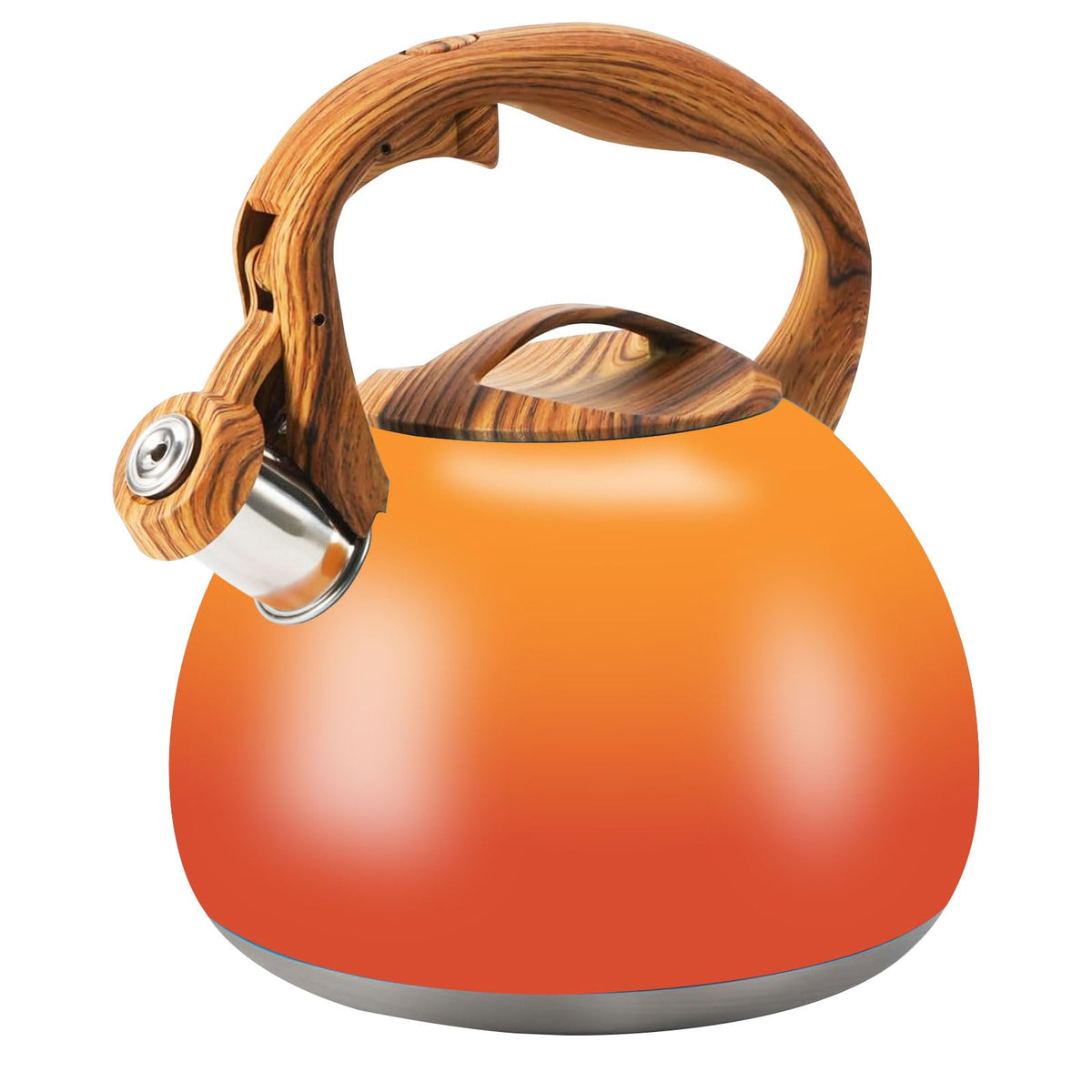 Foedo Tea Kettle with orange-red gradient for fast stovetop heating, stylish presence.
