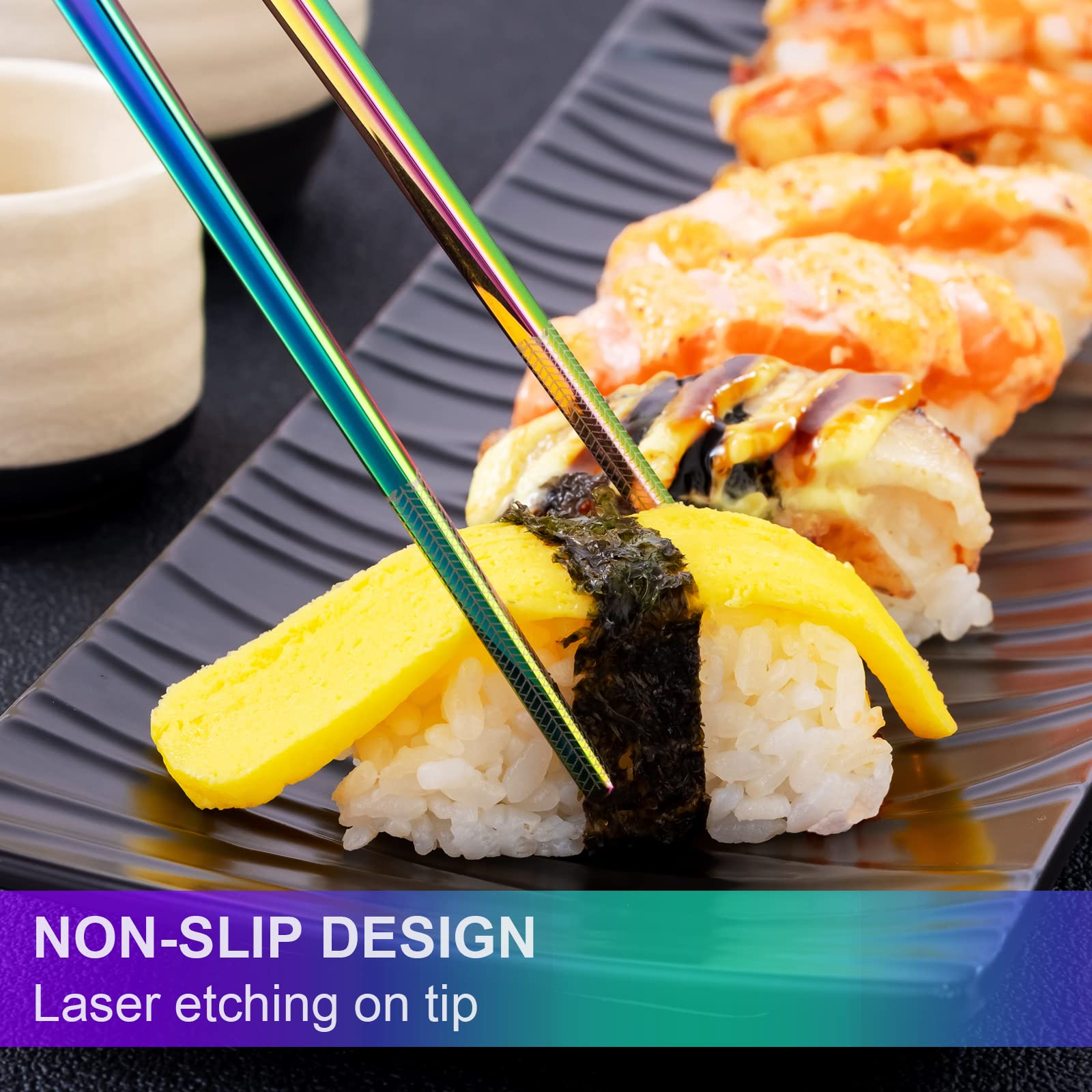 FOFAYU square non-slip tip design helps grab food securely.