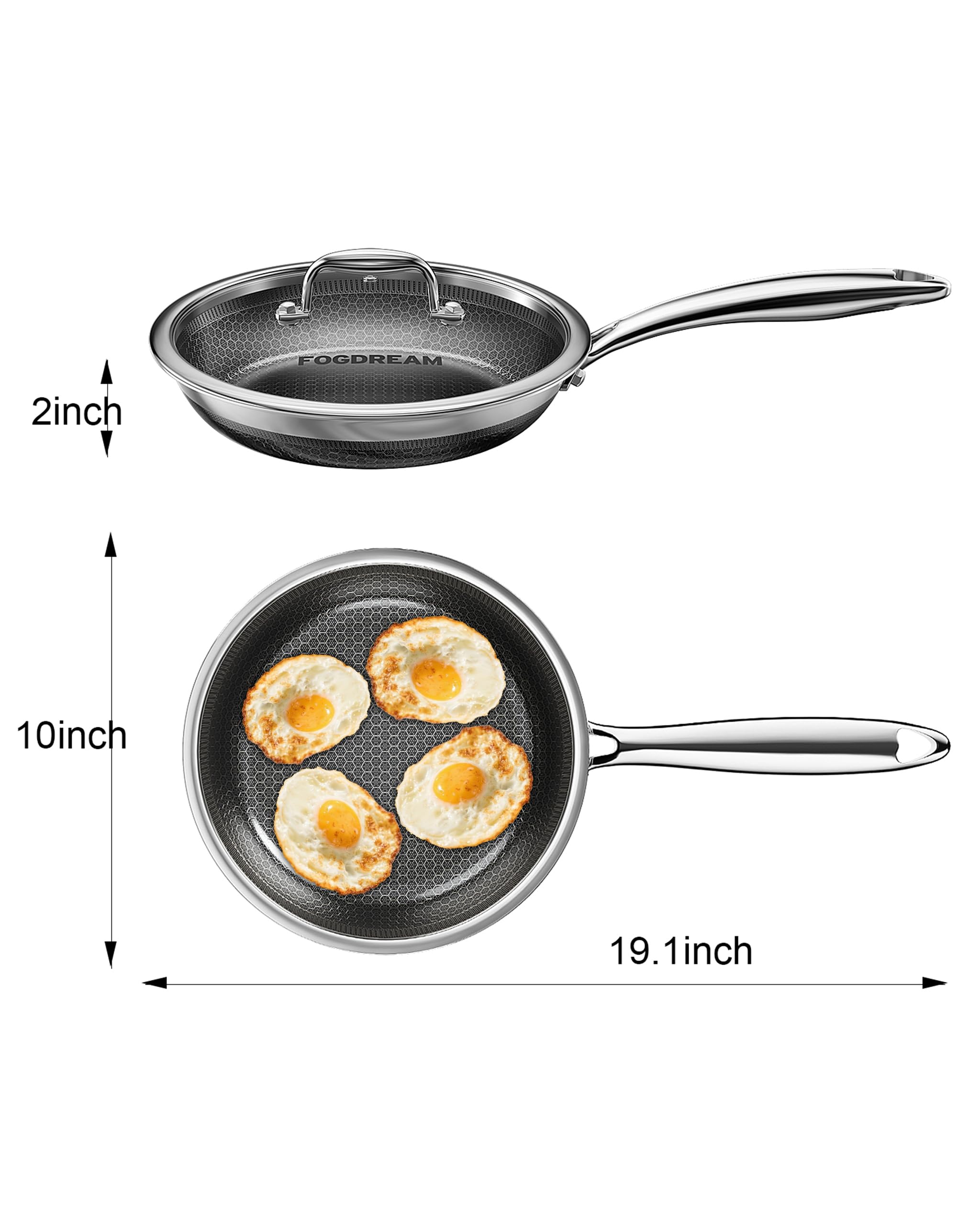 FogDream honeycomb nonstick surface delivering even browning and clean release.