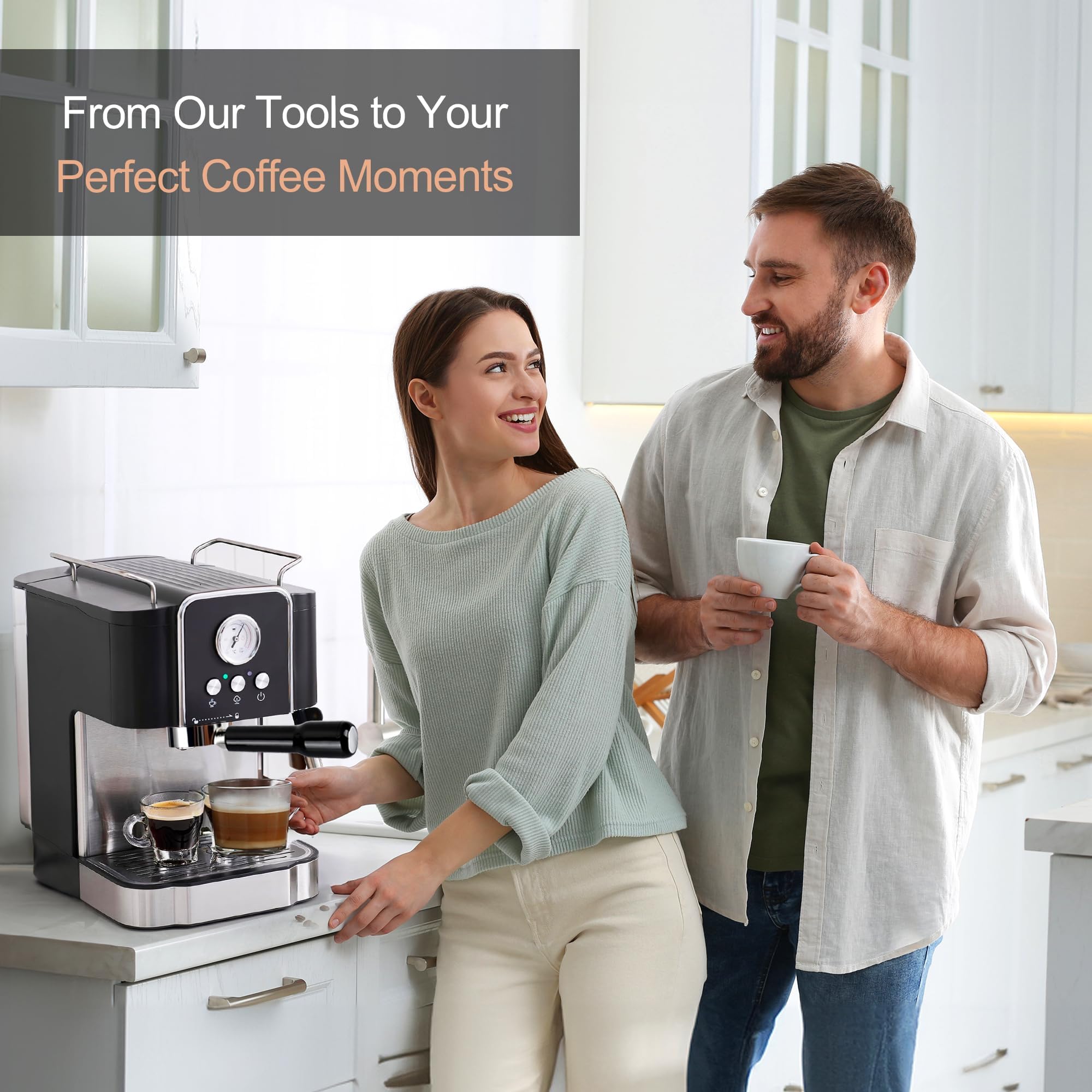 Fogkay stainless steel construction delivers durable, hygienic espresso component.