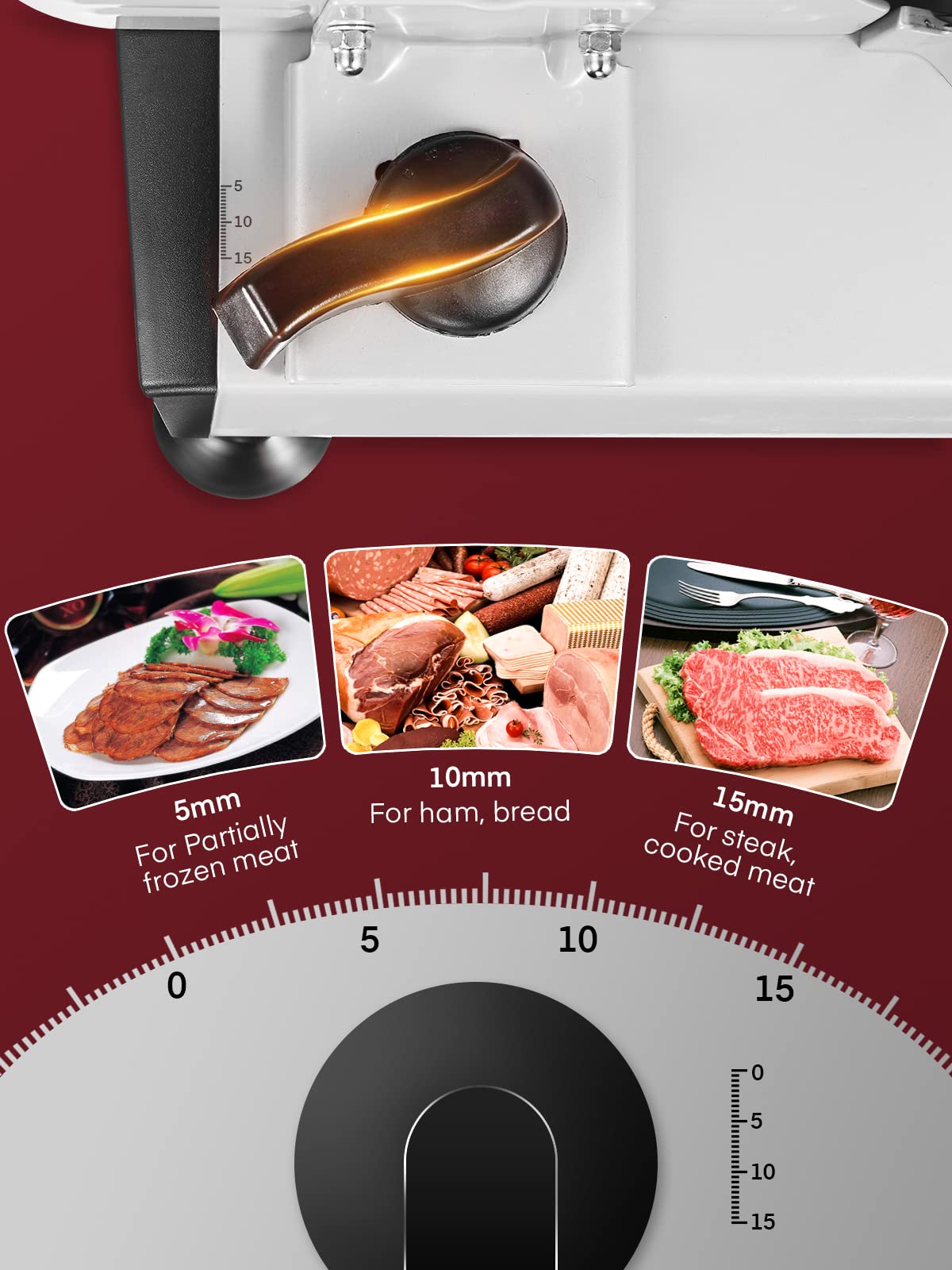 FOHERE 0-15 mm thickness control for precise, uniform slices.