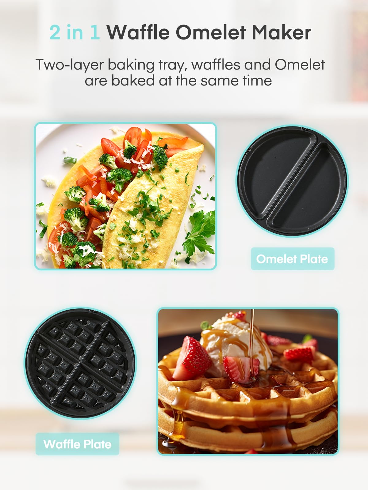 FOHERE 180-degree rotation cooking system for even batter distribution.