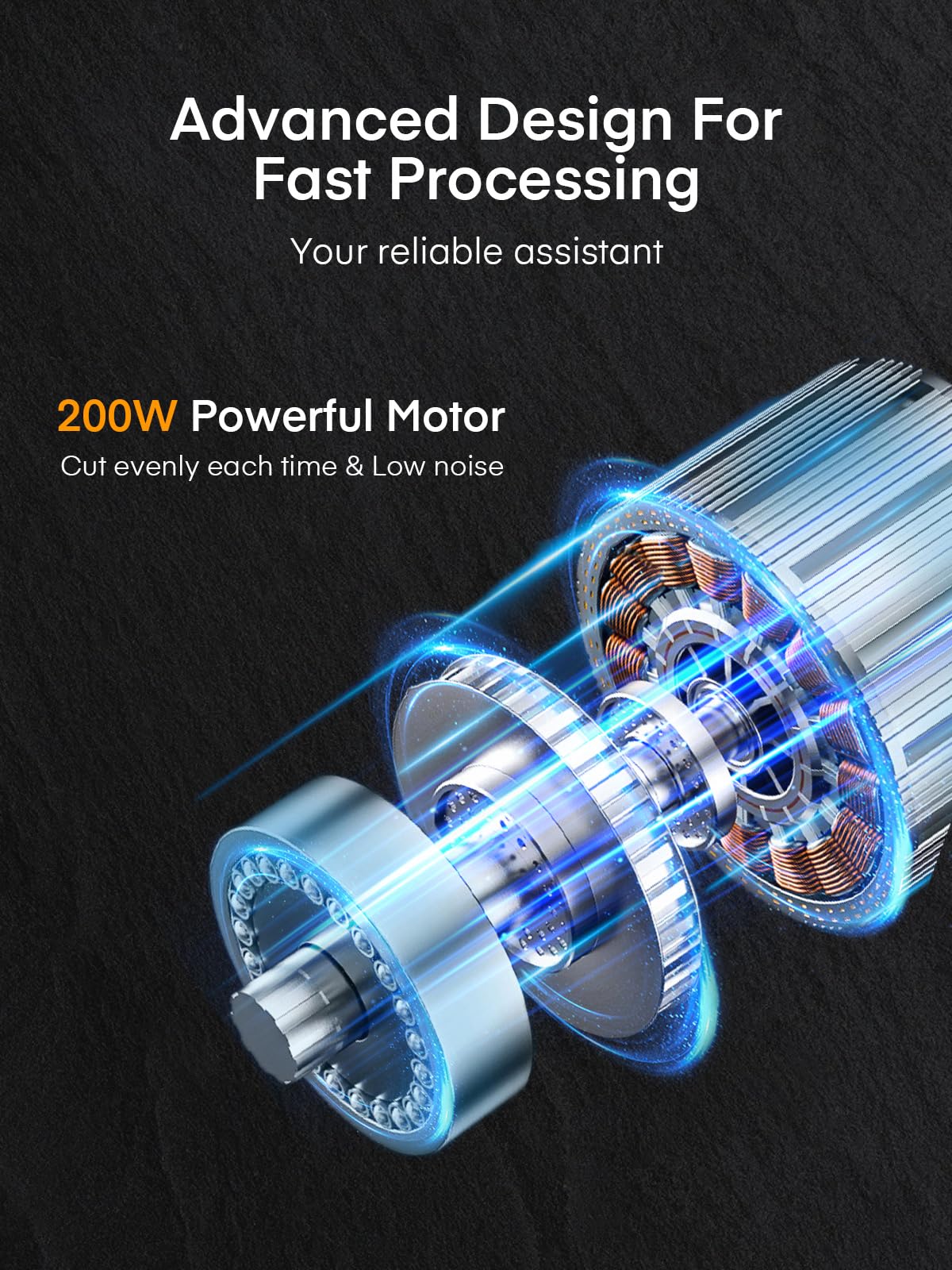FOHERE 200W motor powers quick, consistent cuts through a range of foods.