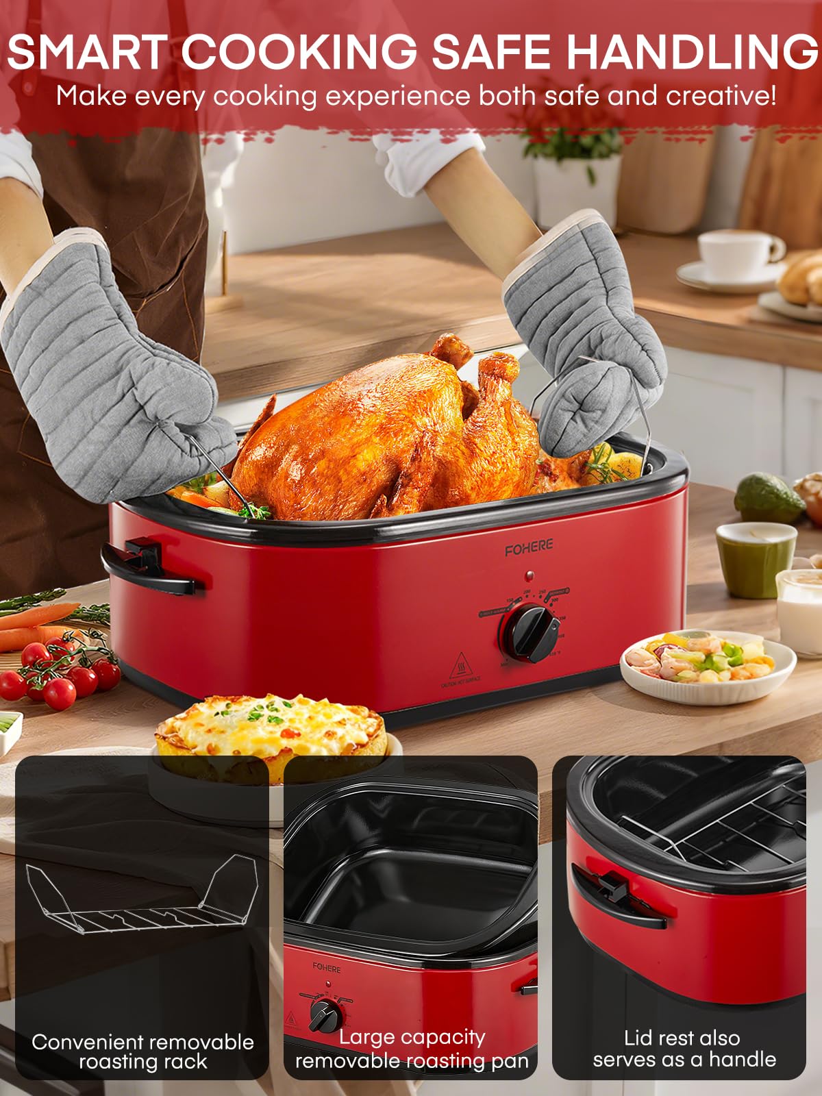 FOHERE 26QT defrost function speeds thawing for quick meal prep