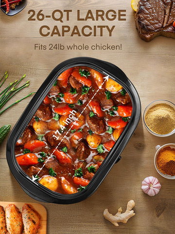 FOHERE self-basting lid preserves moisture for tender meats and flavorful roasts