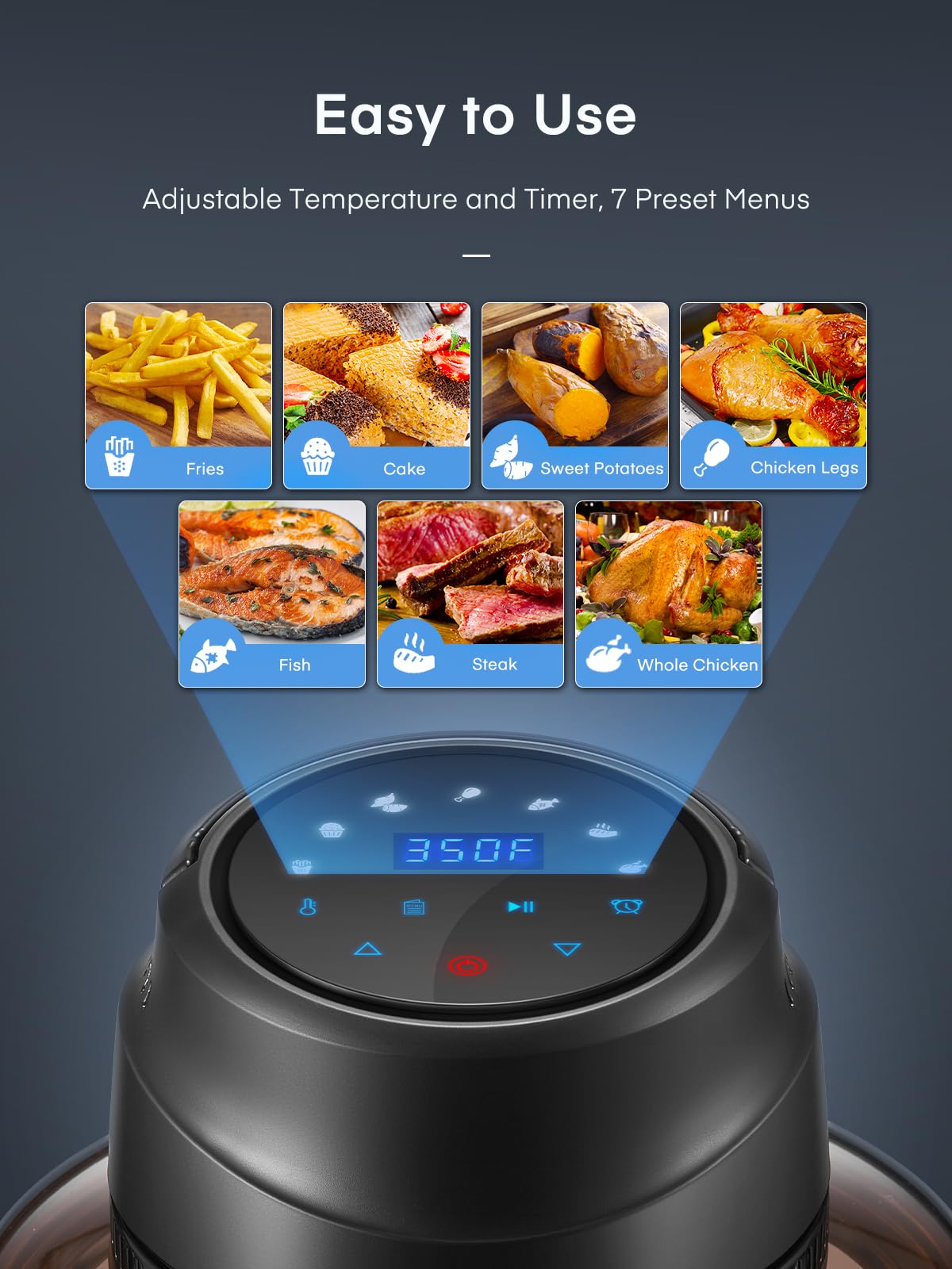 FOHERE air fryer lid glass lid enables quick status checks during cooking.
